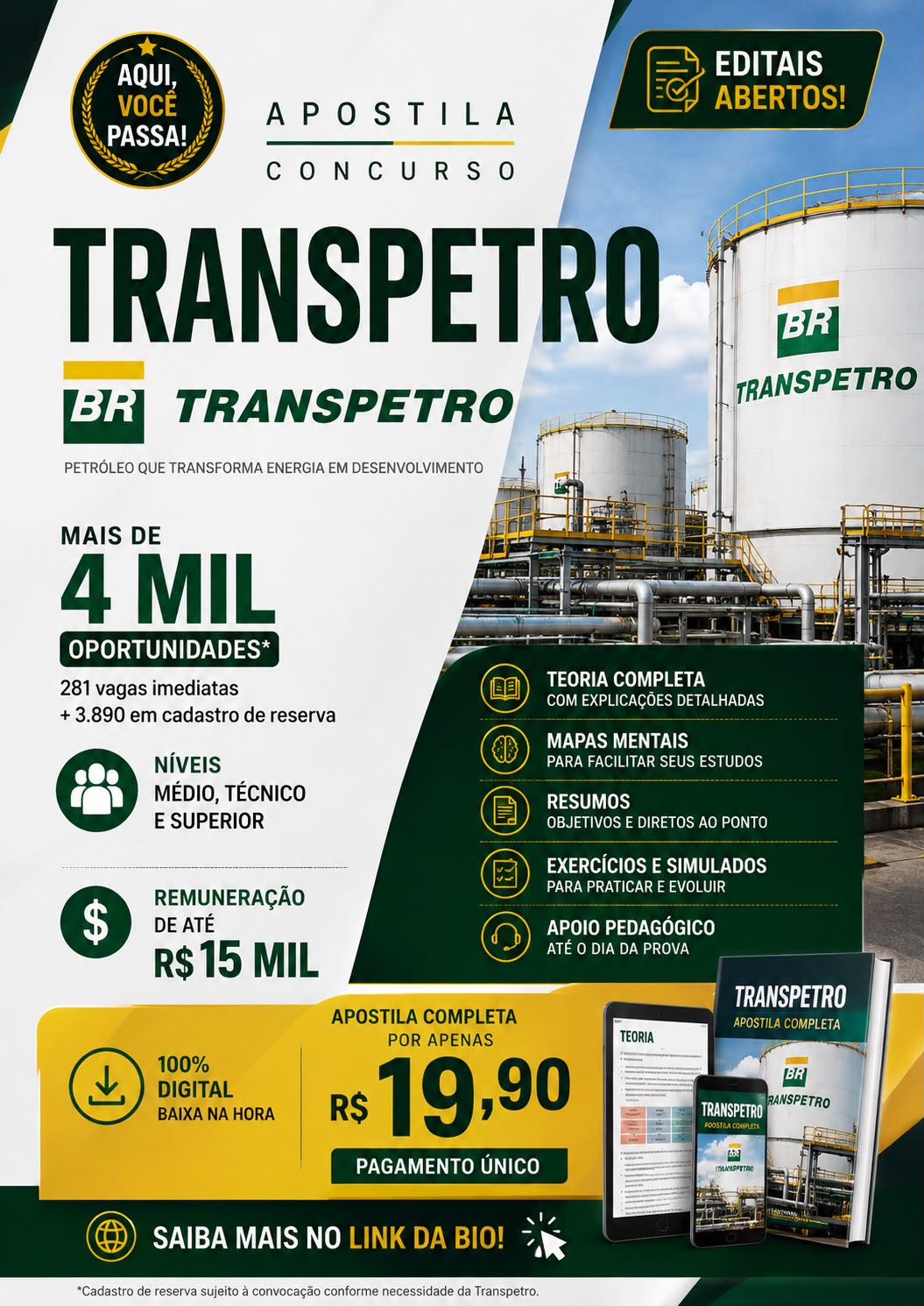 APOSTILA CONCURSO TRANSPETRO EM VÁRIOS ESTADOS DO BRASIL
